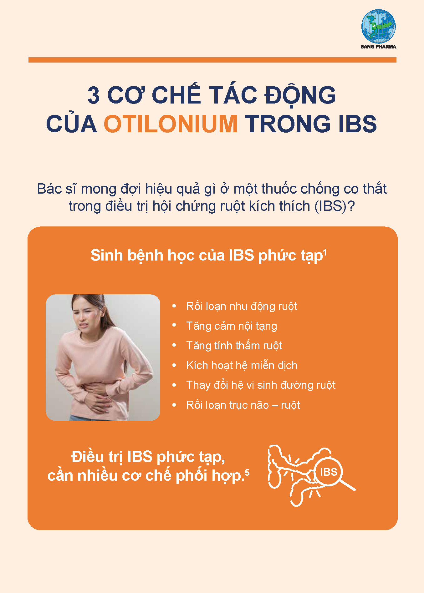 3 cơ chế tác động của Otilonium trong IBS