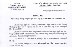 THÔNG BÁO VỀ VIỆC THAY ĐỔI ĐỊA CHỈ NHÀ XUẤT BẢN Y HỌC 